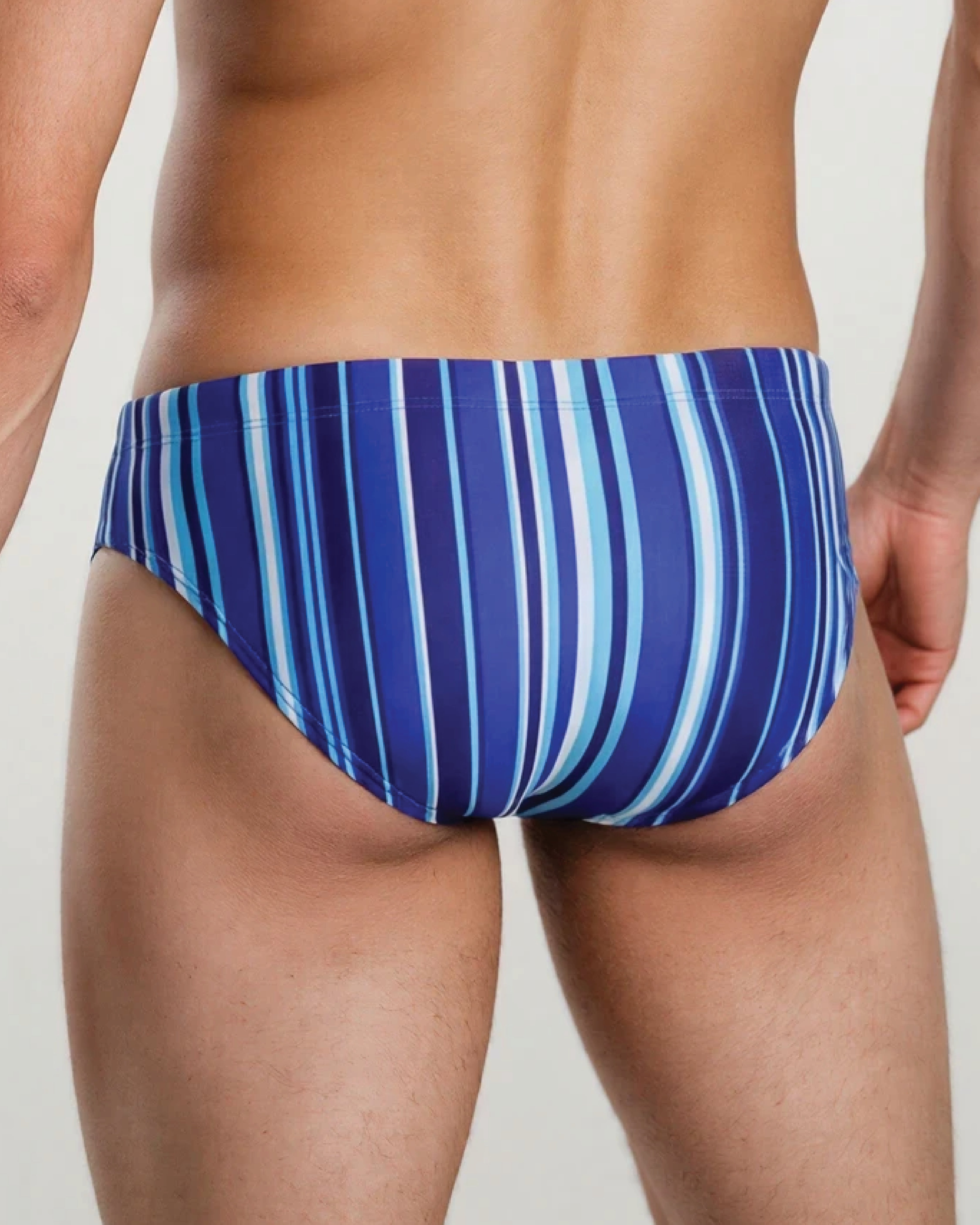 Bow Swim Brief | Decoded Stripe Blue