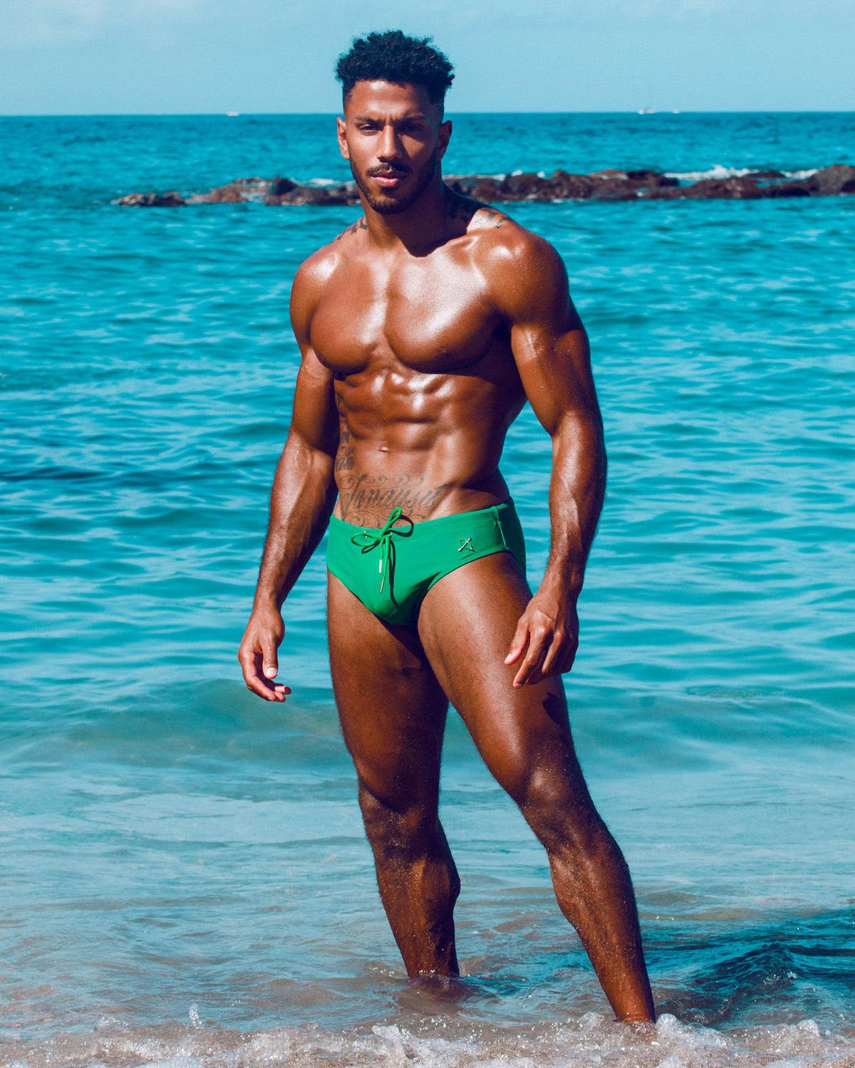 Apollo Swim Brief | Sea Green | Sculpted Fit & Metal Hardware