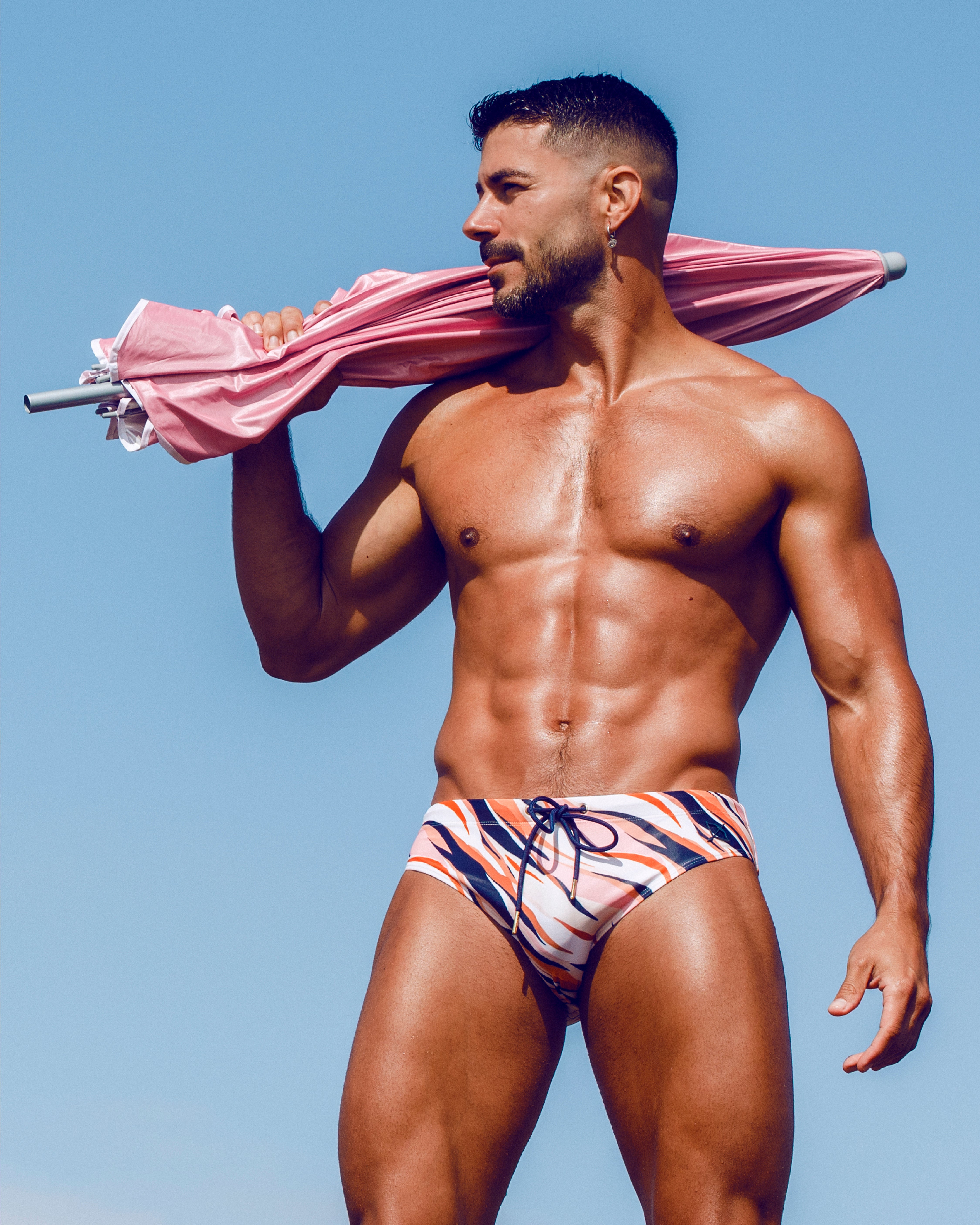 Bow Swim Brief | Pink Tiger Print