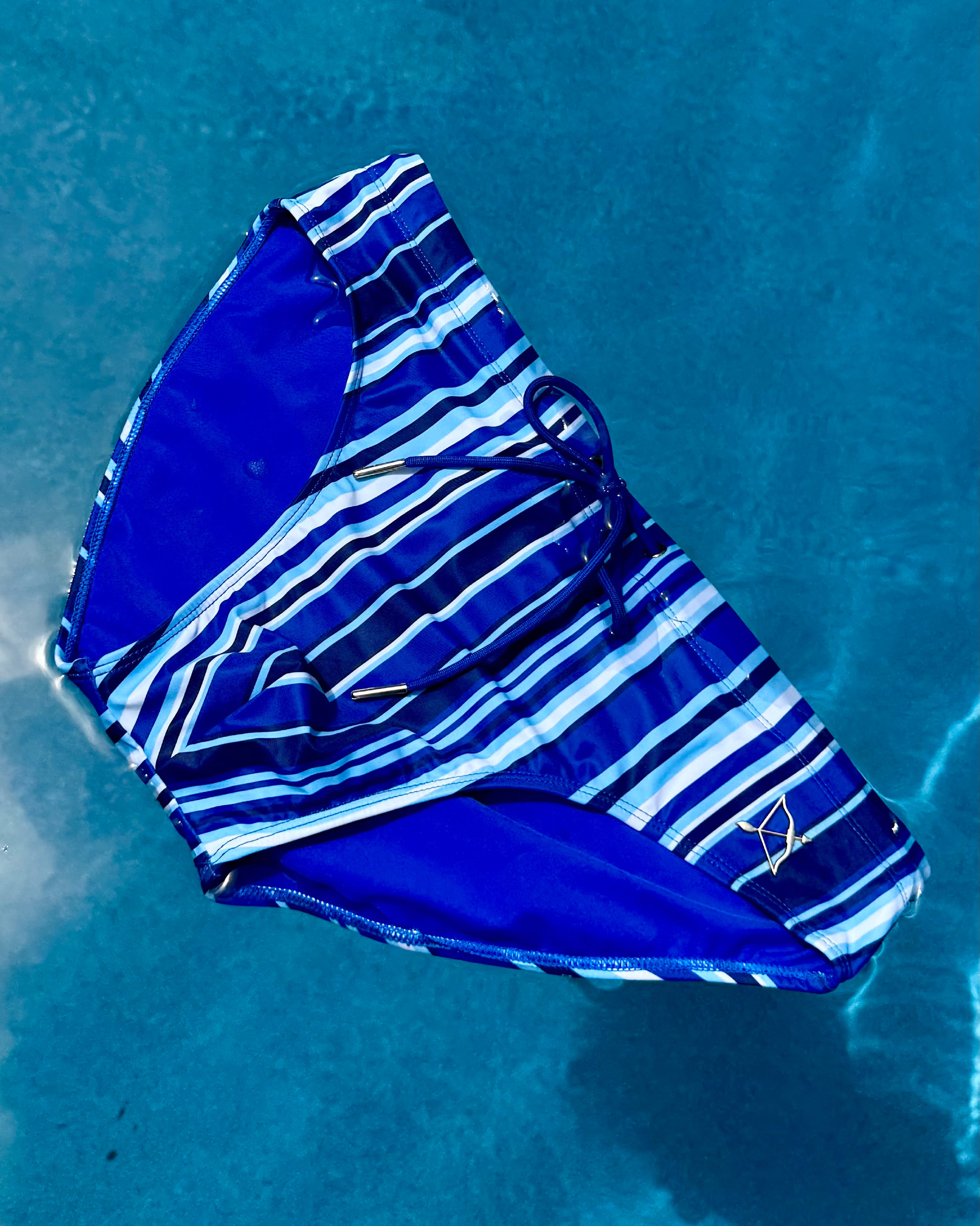Bow Swim Brief | Decoded Stripe Blue