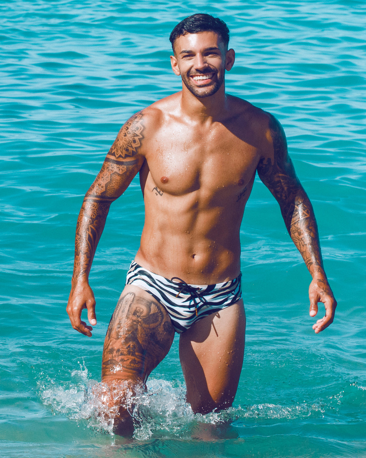 Bow Swim Brief | Zebra Print | Eco Repreve, Cheeky Low-Rise