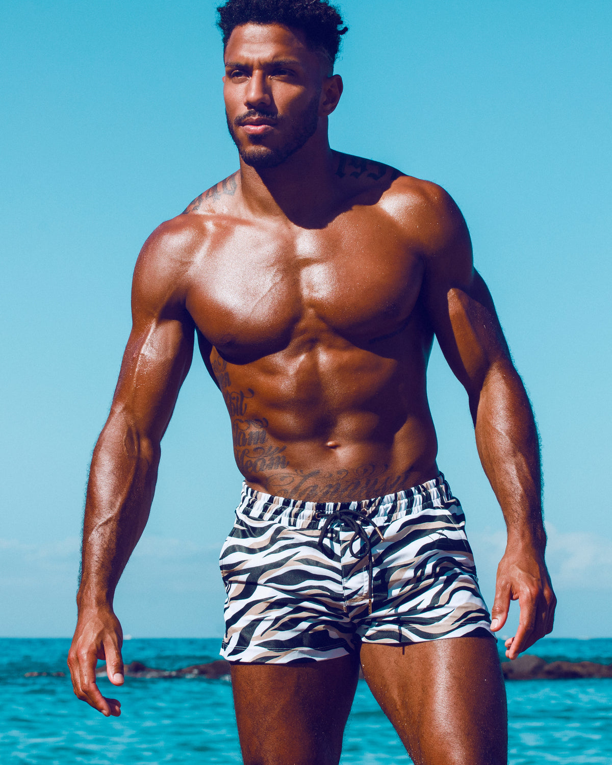 Arrow 3" Swim Short | Zebra Print | Eco Repreve, Athletic Fit