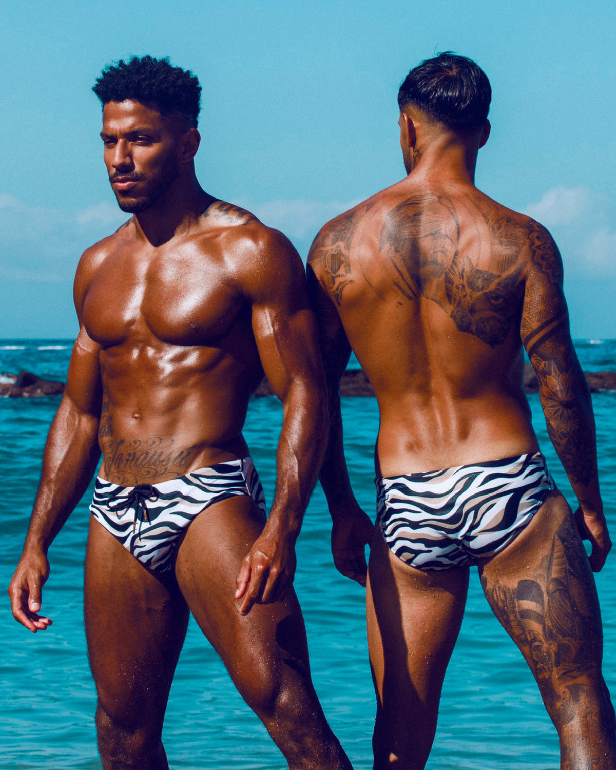 Bow Swim Brief | Zebra Print | Eco Repreve, Cheeky Low-Rise