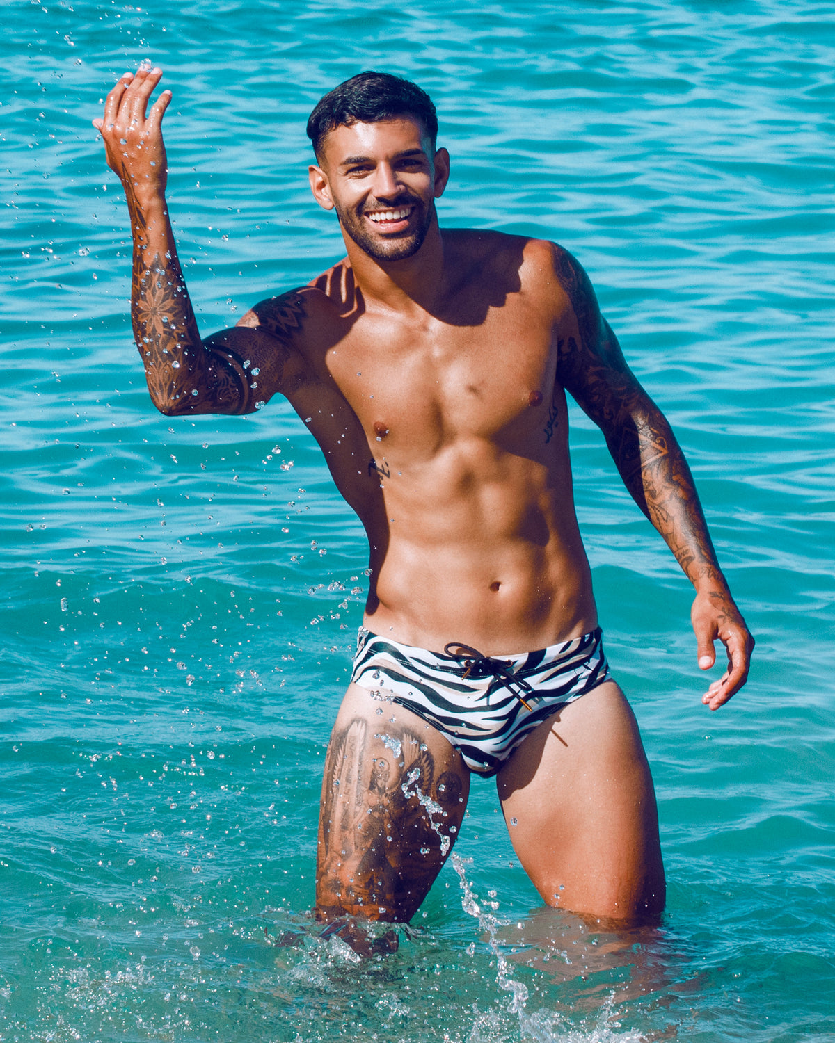Bow Swim Brief | Zebra Print | Eco Repreve, Cheeky Low-Rise