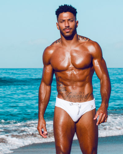Apollo Swim Brief | Salt | Crisp White, Sculpted Fit