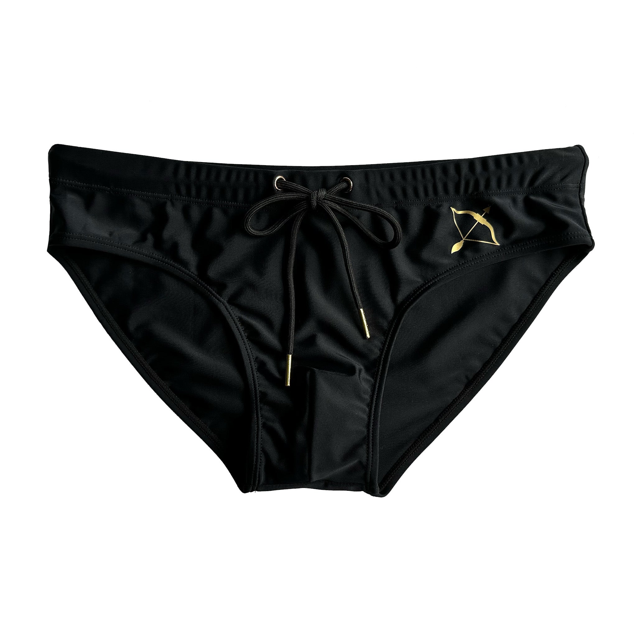Black swimwear brief in midnight black colour flat lay