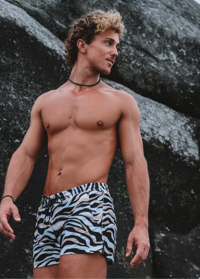 Mens Swim Short 3" | Zebra Print
