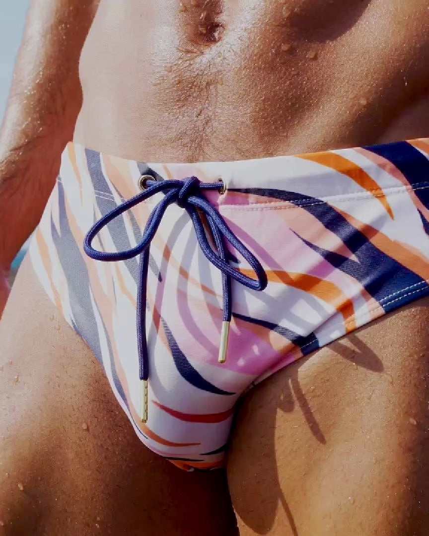 Bow Swim Brief | Pink Tiger Print